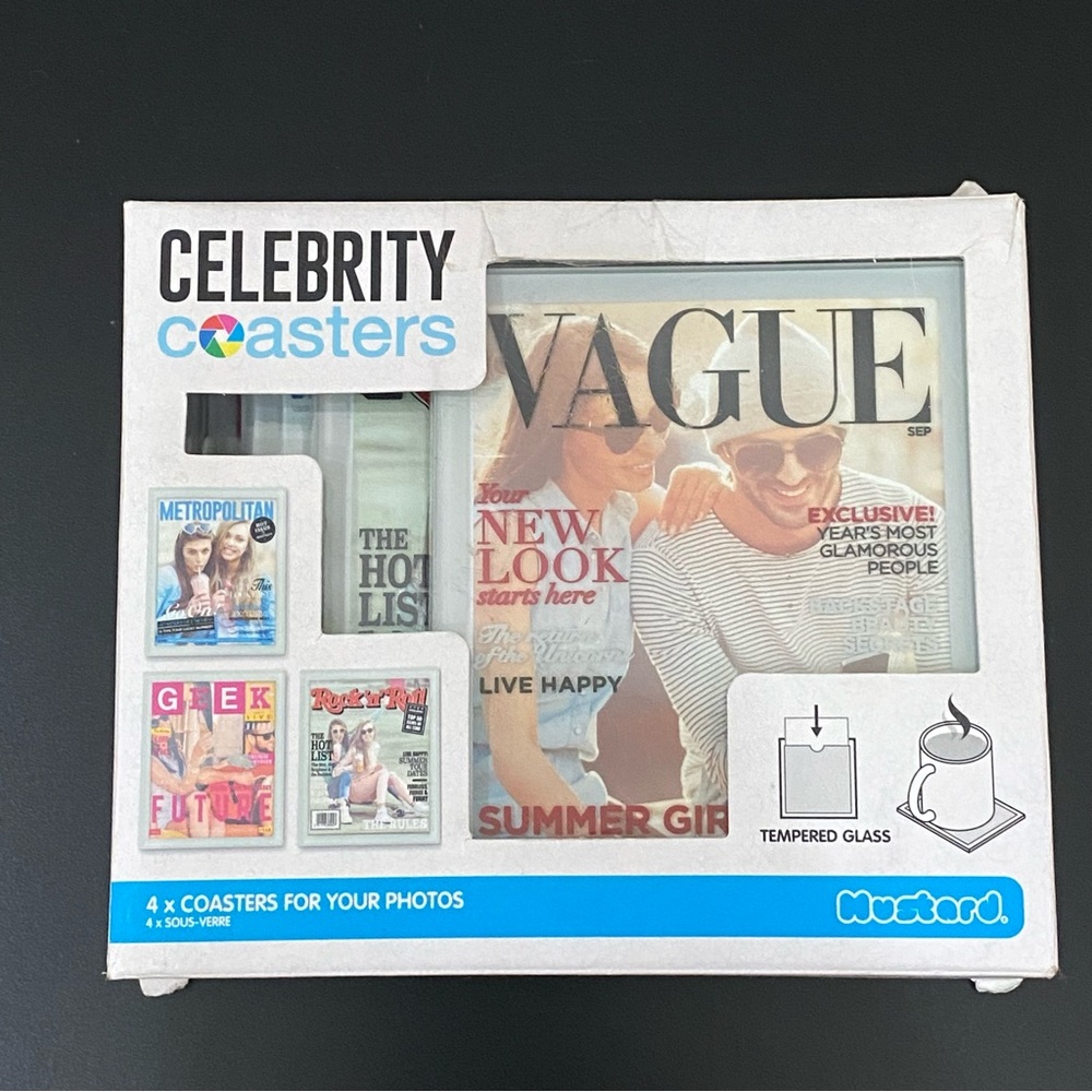 MUSTARD Celebrity Coasters for your Photos Tempered Glass Coaster Set